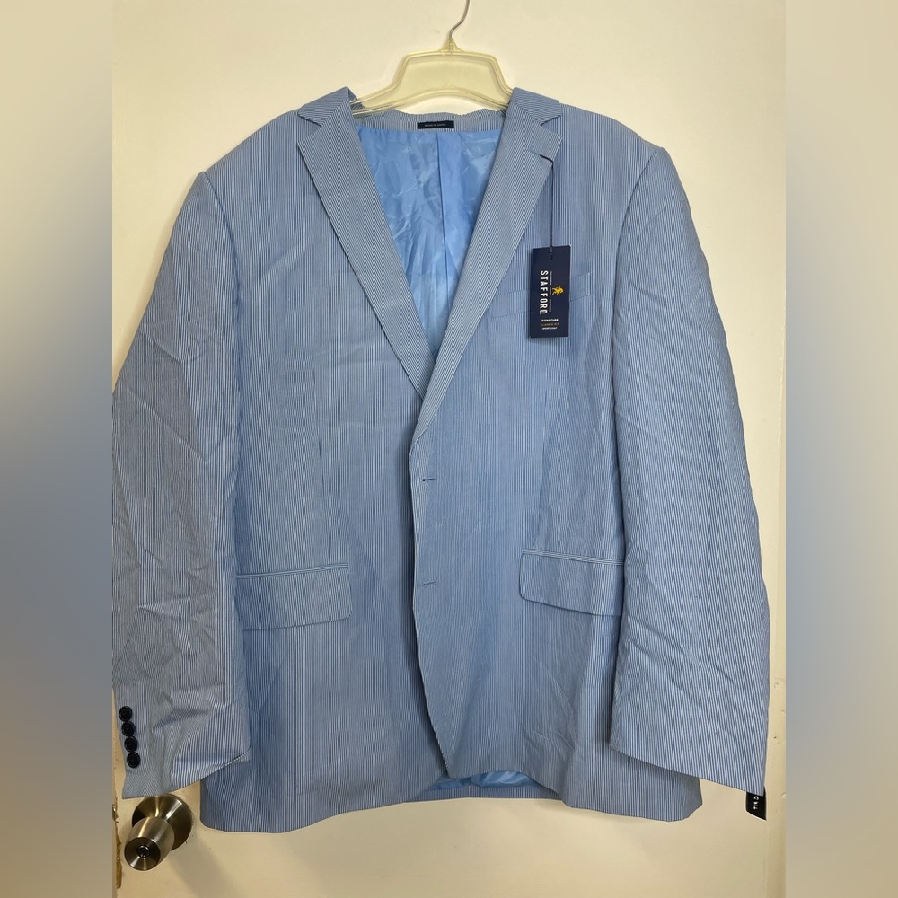 *Mens Blazer Stafford Stretch Sz 48Reg Navy Pincord Executive